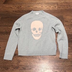 Pink Pineapples Gray & Pink Skull Cashmere Sweater